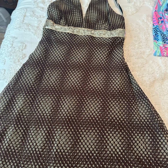 Nell Couture Brown Backless Dress with Sequin Band - Picture 4 of 5